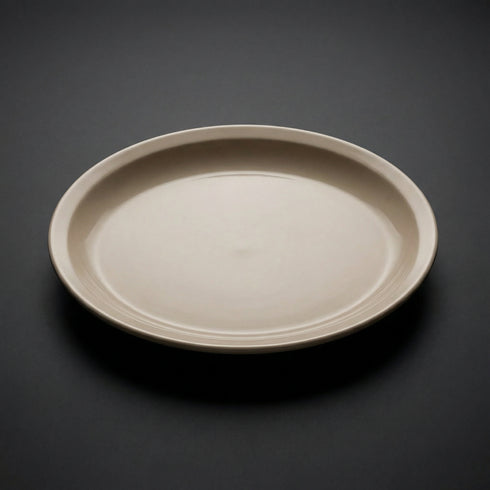 Plato Oval De Loza Color Almendra