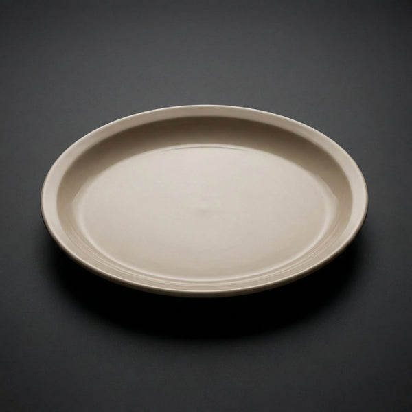 Plato Oval De Loza Color Almendra
