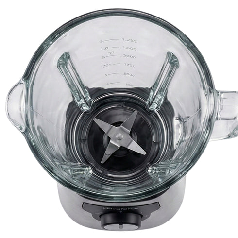 Licuadora, Vaso De Vidrio Transparente, Base Metalica Cromada, Cuchillas Largas De Acero Inoxidable, 3 Velocidades, Capacidad 1.25 Litros, Tipo Domestico.