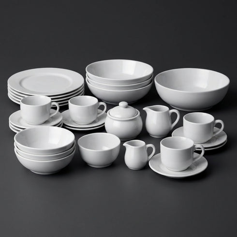 Vajilla 4 Personas (Platos Trinche, Soper, Ensaladero, Cafetero, Tazon, Azucarera, Jarra Individual, Taza)