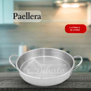 Paellera Recta de Acero Inoxidable